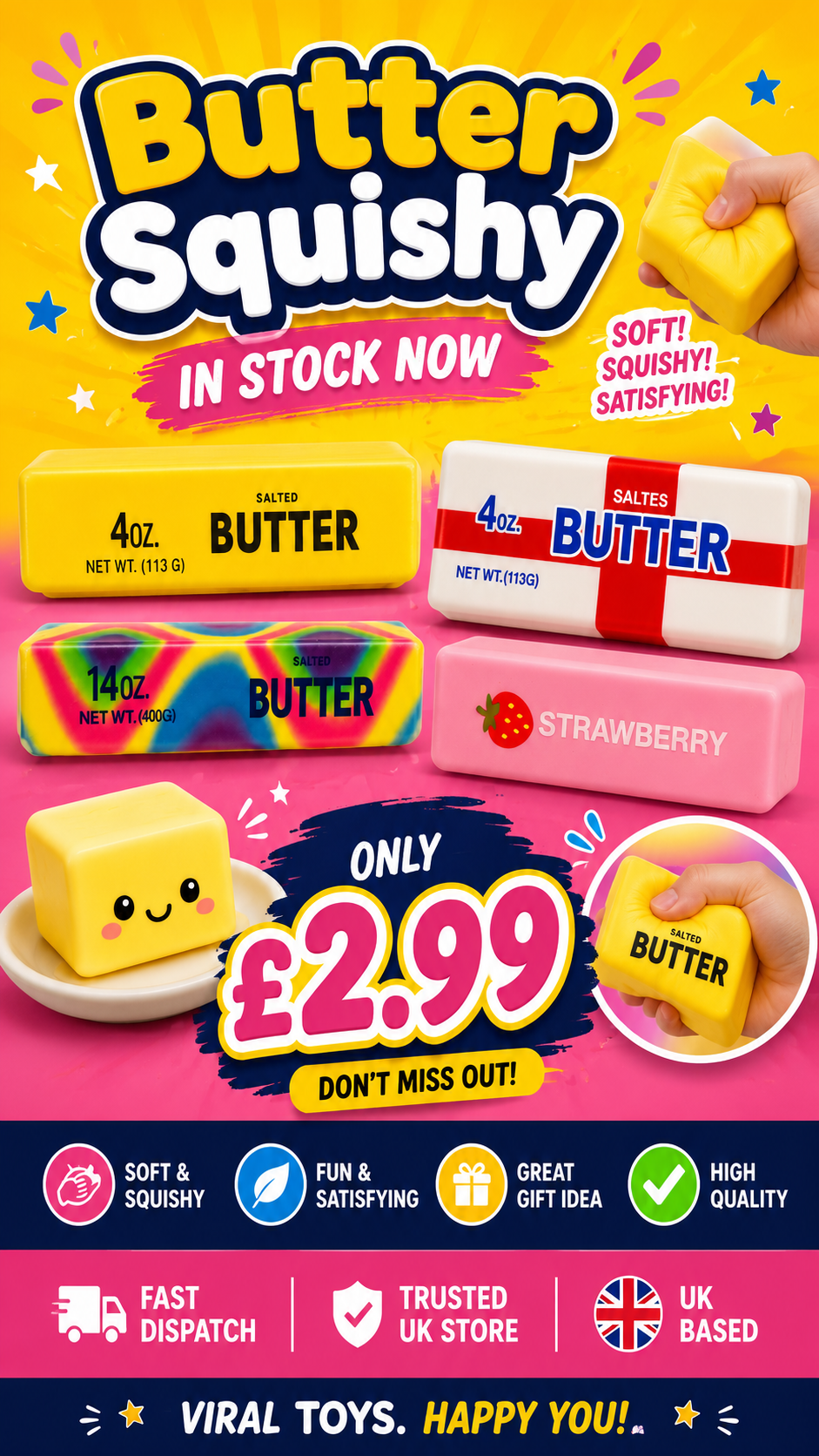 Butter Stick Squishy – Slow-Rise Squeeze Fidget Toy