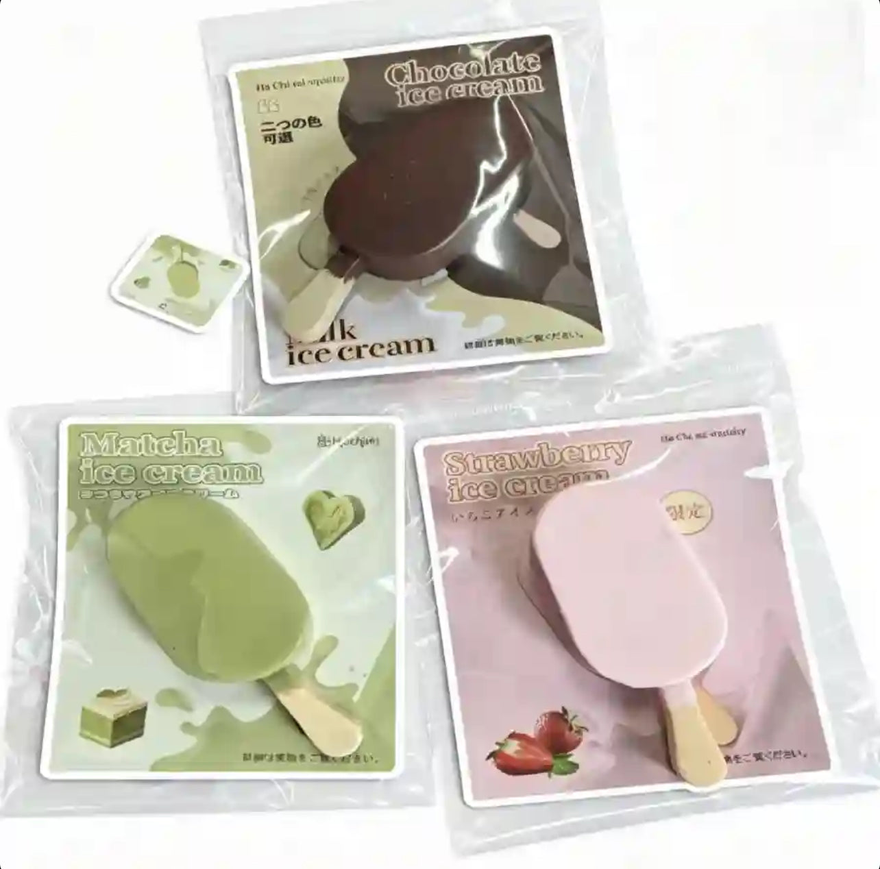 Popsicle Ice Cream Squishy – Chocolate, Matcha & Strawberry