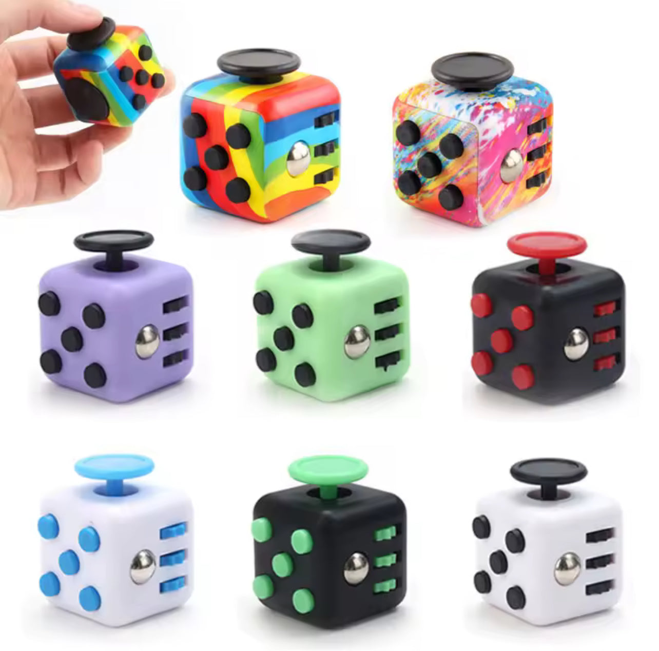 Fidget Cube – 8-Mode Click, Spin & Press Toy