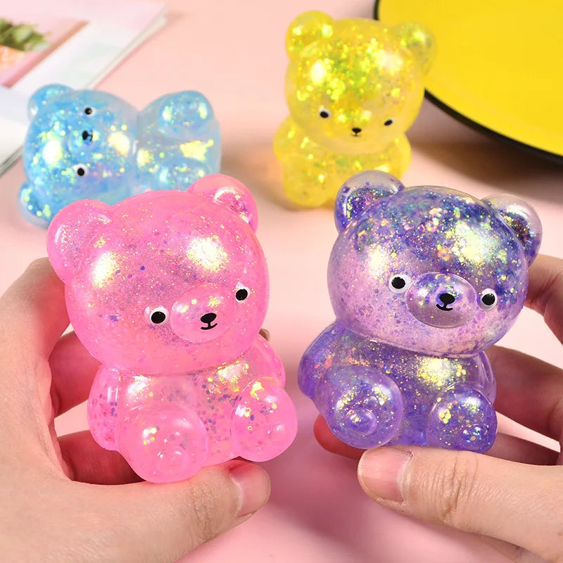 Glitter Gummy Bear Fidget – Squishy Stress Relief Toy