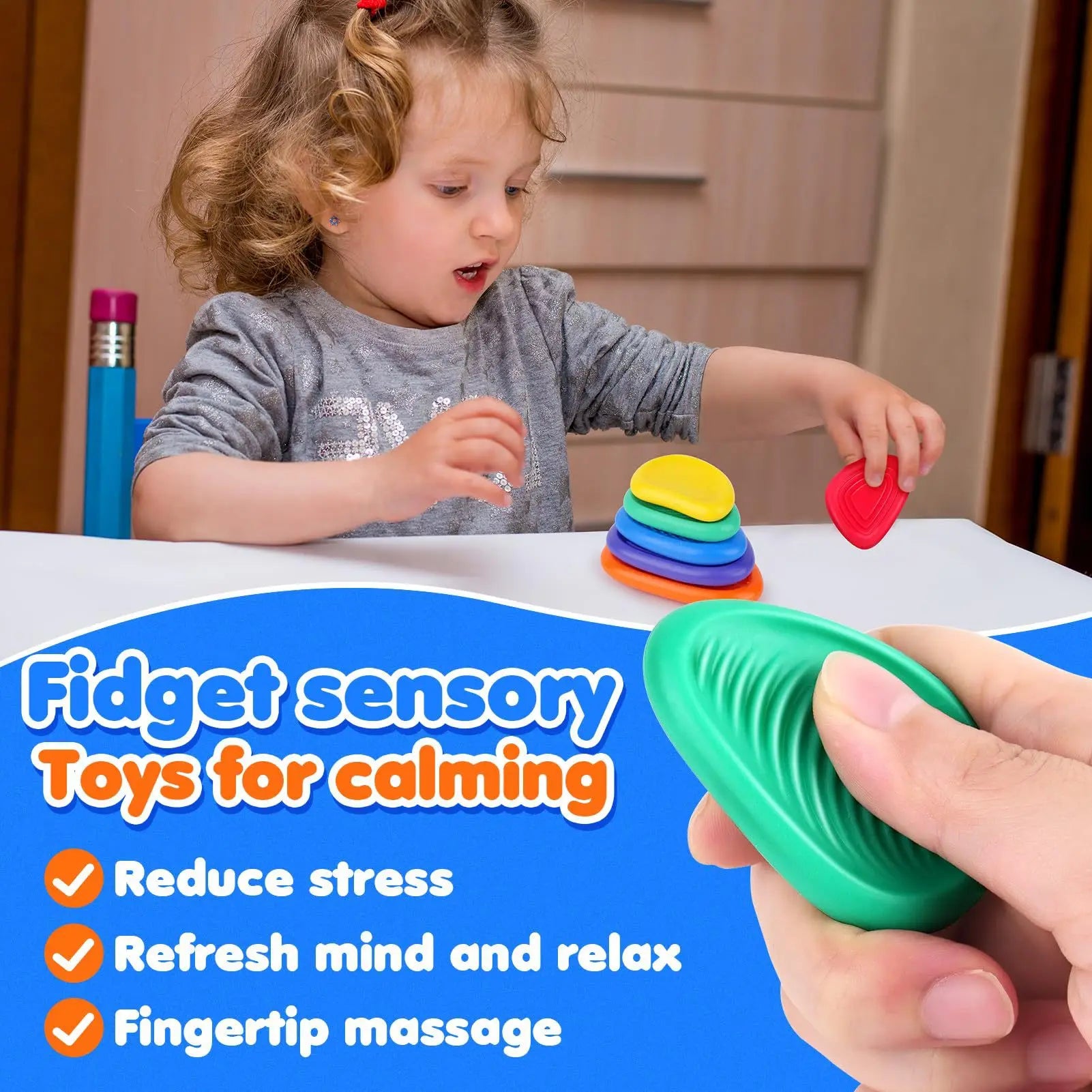 Textured Sensory Worry Stones – 6 Piece Fidget Set