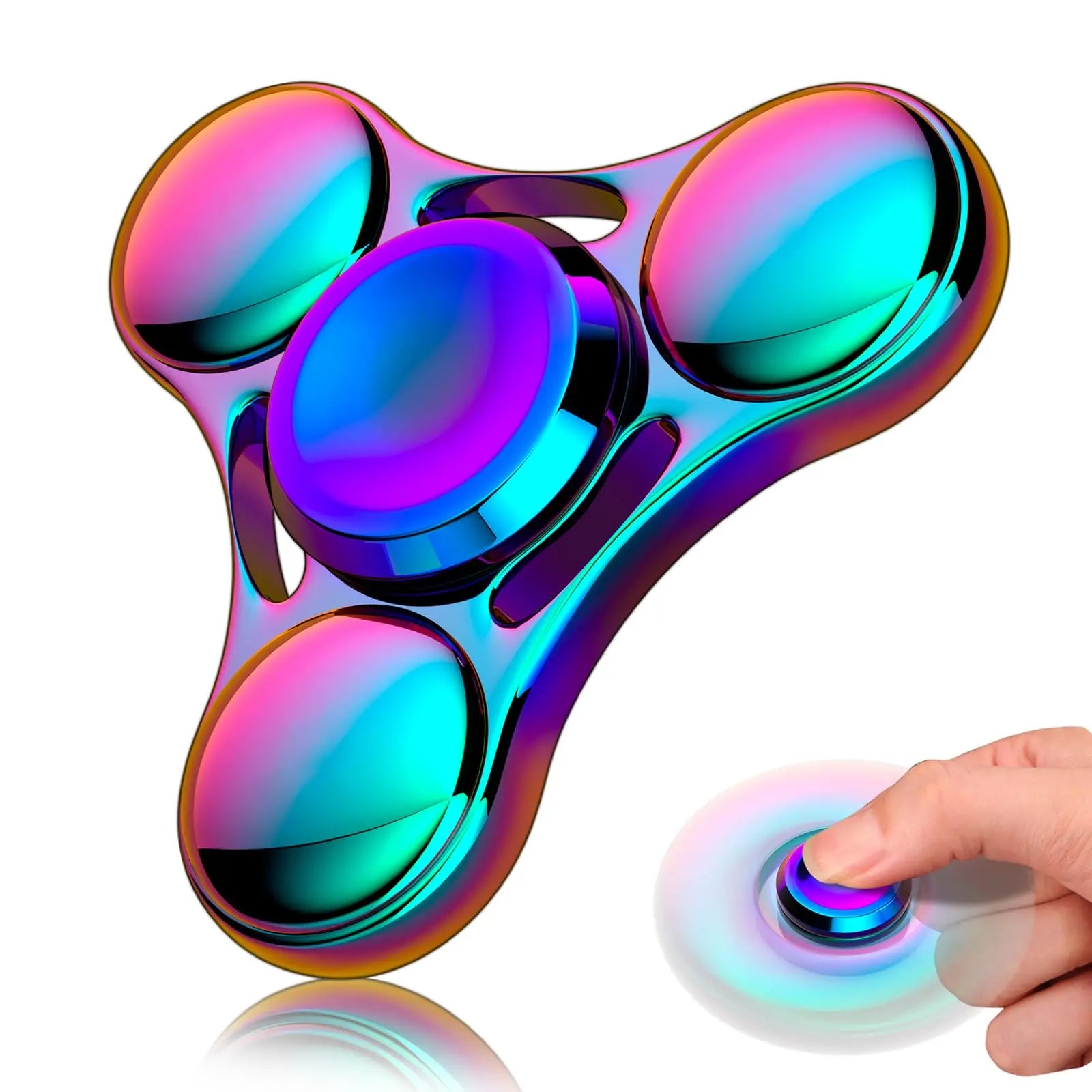 Rainbow Metal UFO Fidget Spinner – Desk & Hand Toy