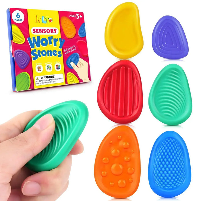 Textured Sensory Worry Stones – 6 Piece Fidget Set