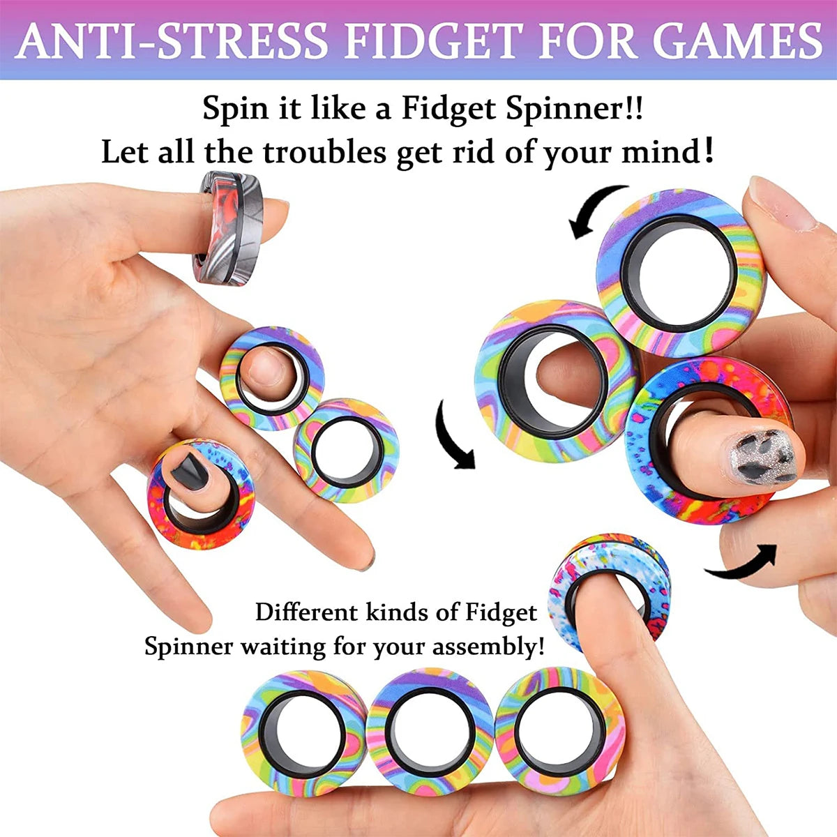 3 Pack Magnetic Fidget Rings