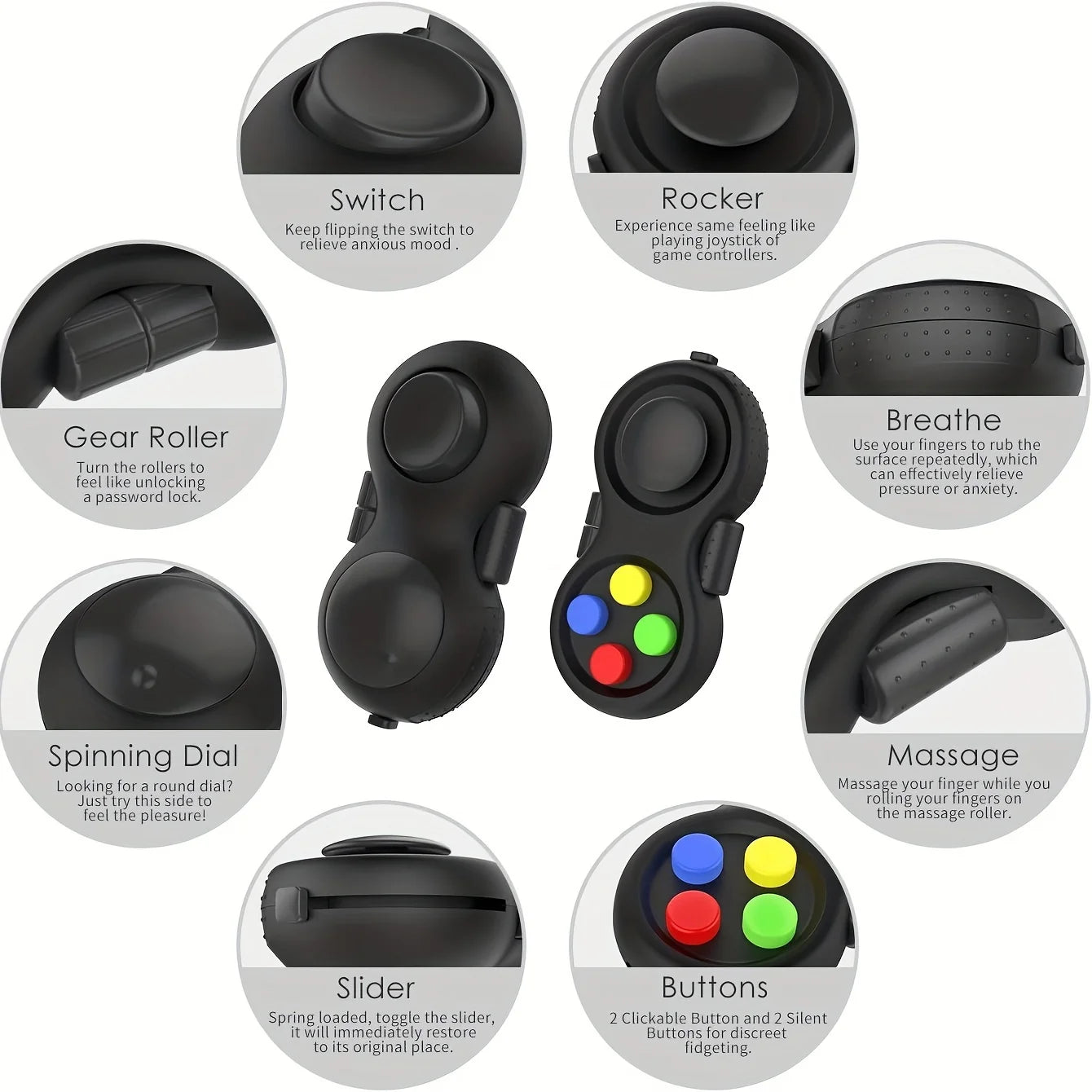 Fidget Pad – 8 Function Sensory Controller Toy