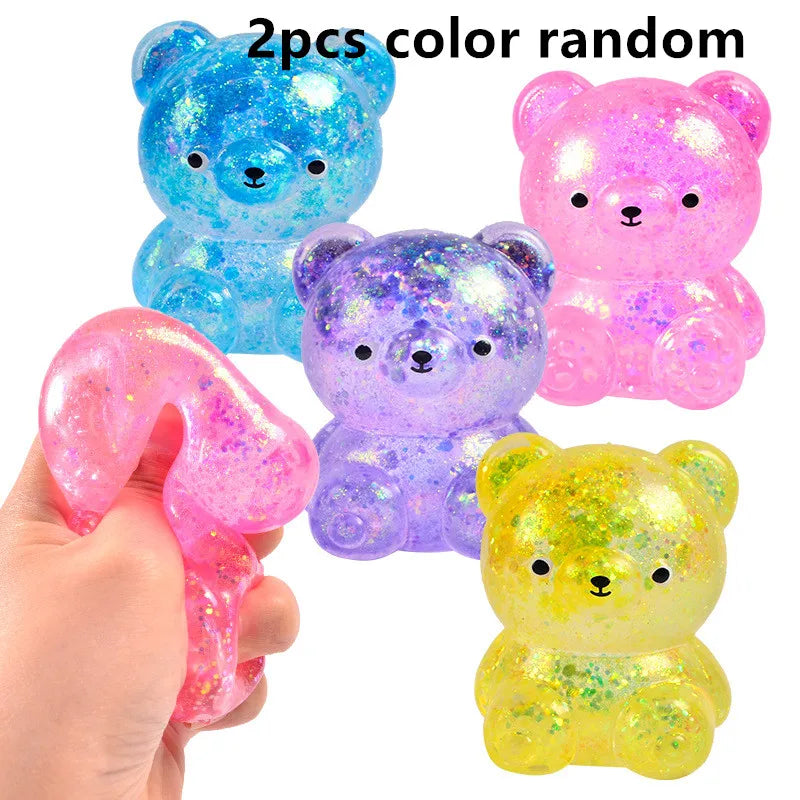 Glitter Gummy Bear Fidget – Squishy Stress Relief Toy
