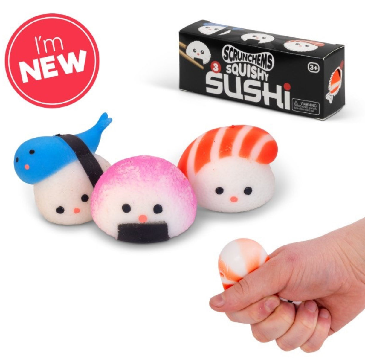 Scrunchems Squishy Sushi 3 pack Japanese food squishy fidget toy